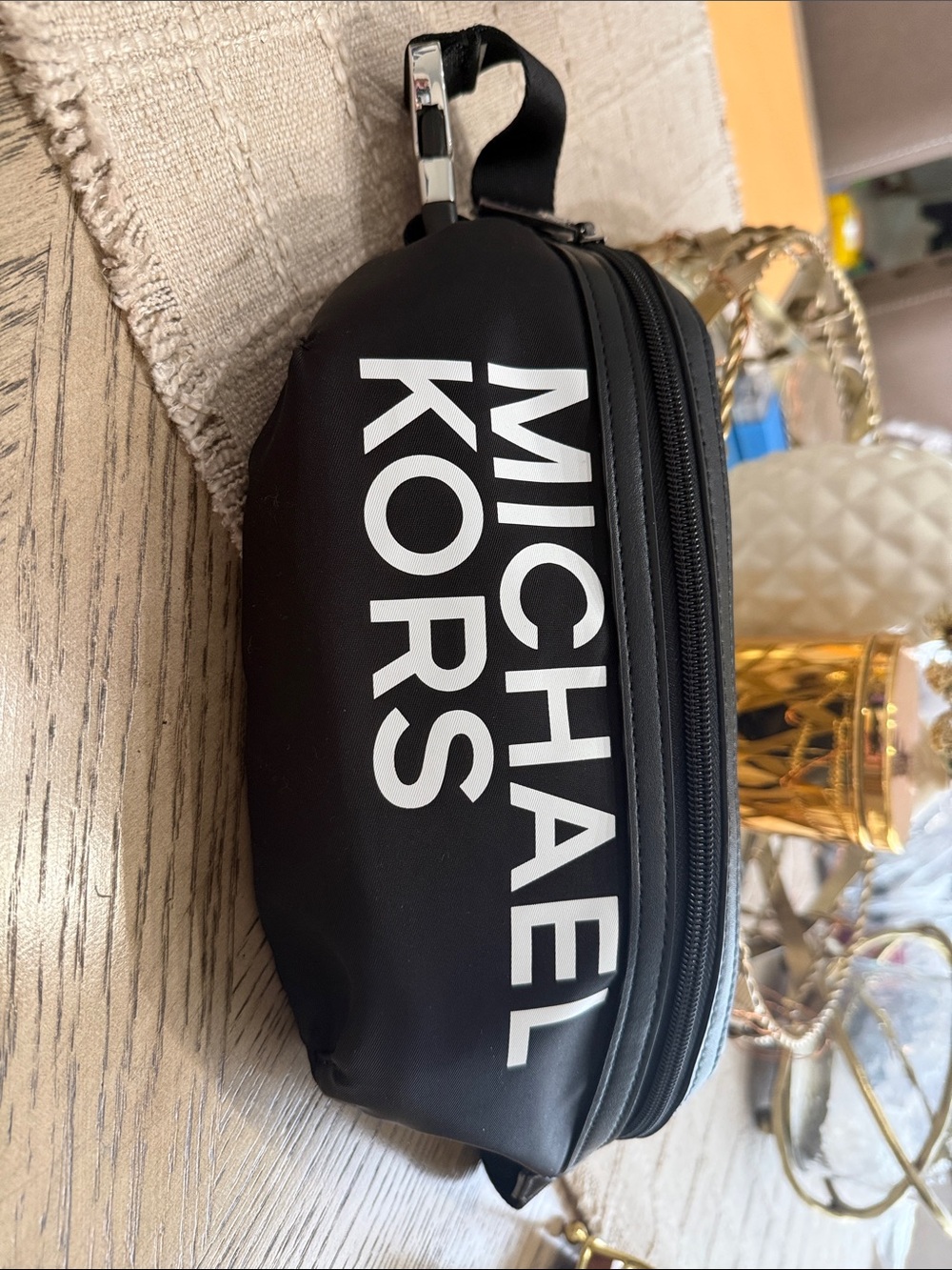 Michael Kors Black Belt Bag with White Logo